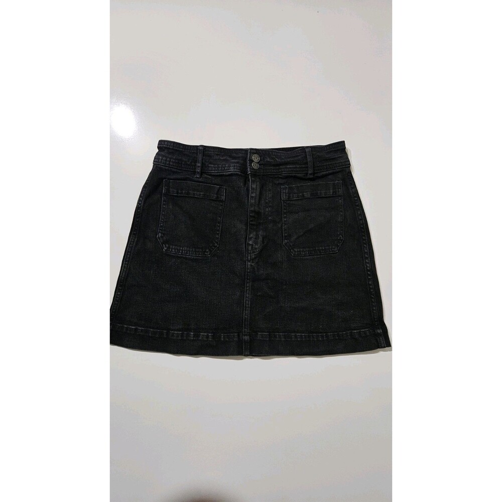 Madewell Black Stretch Denim A-Line Skirt Size 6 K9521